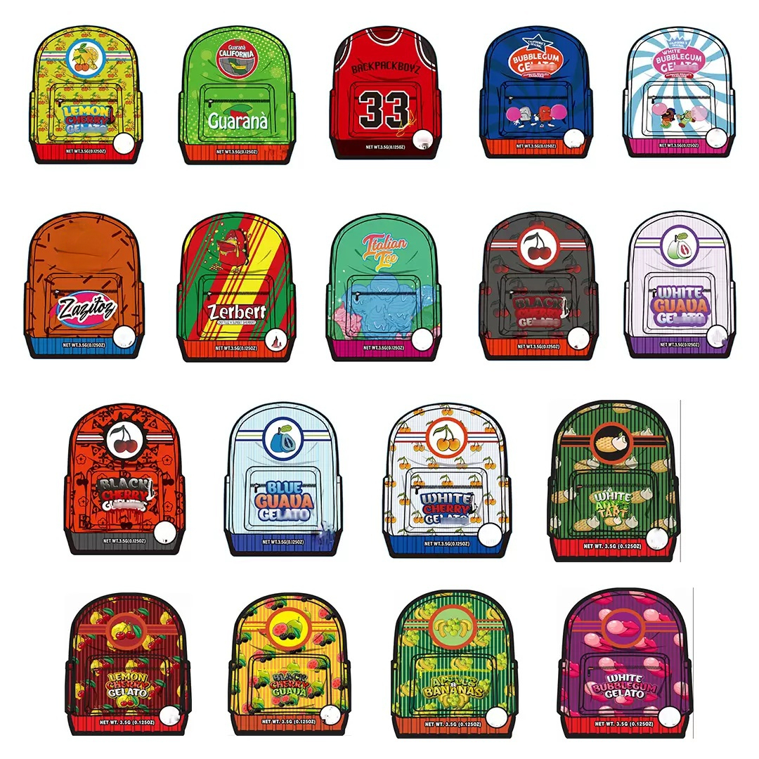 BACKPACK BOYZ Special Shape Bags 3.5g Resealable Stand Up Mylar Bags Child-proof Foil Pouch Bags
BACKPACK BOYZ Special Shape Bags 3.5g Resealable Stand Up Mylar Bags Child-proof Foil Pouch Bags