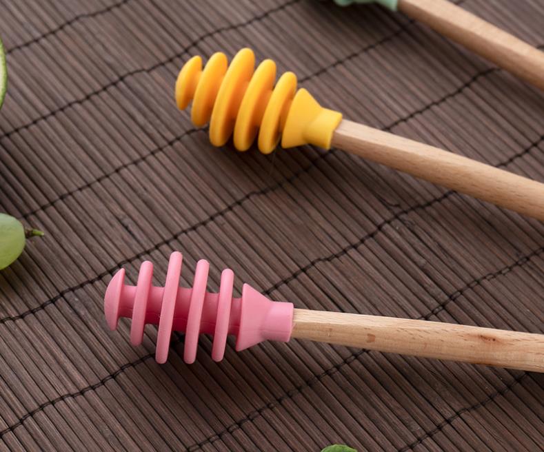 Silicone Tools Honey Spoon Drizzle Stick Honeys Mixing Stirrer Dip Spiral Server Kitchen Gadget Tool SN4719