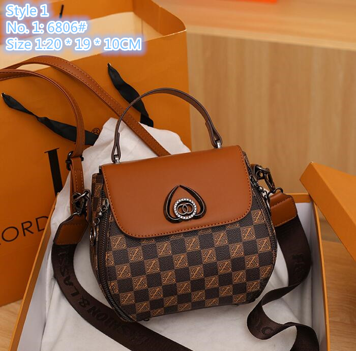 Factory sales shoulder bags 3 styles retro double zipper plaid handbag street trend contrast color leather handbags sweet lady shaped women backpack 6806#