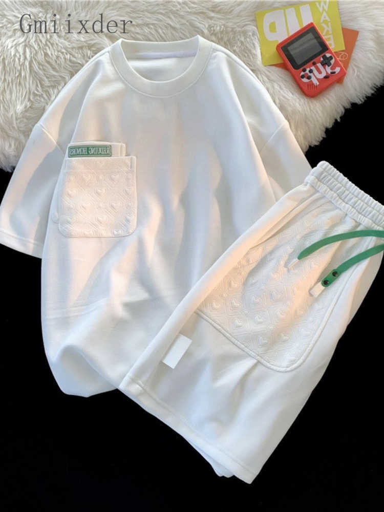 Men's Tracksuits Gmiixder Simple Waffle Suit Women Summer Thin Loose Urban Design Niche Tshirt Shorts Casual Sportswear Patch pcs Set G221011, White top
Men's Tracksuits Gmiixder Simple Waffle Suit Women Summer Thin Loose Urban Design Niche Tshirt Shorts Casual Sportswear Patch pcs Set G221011, White top
