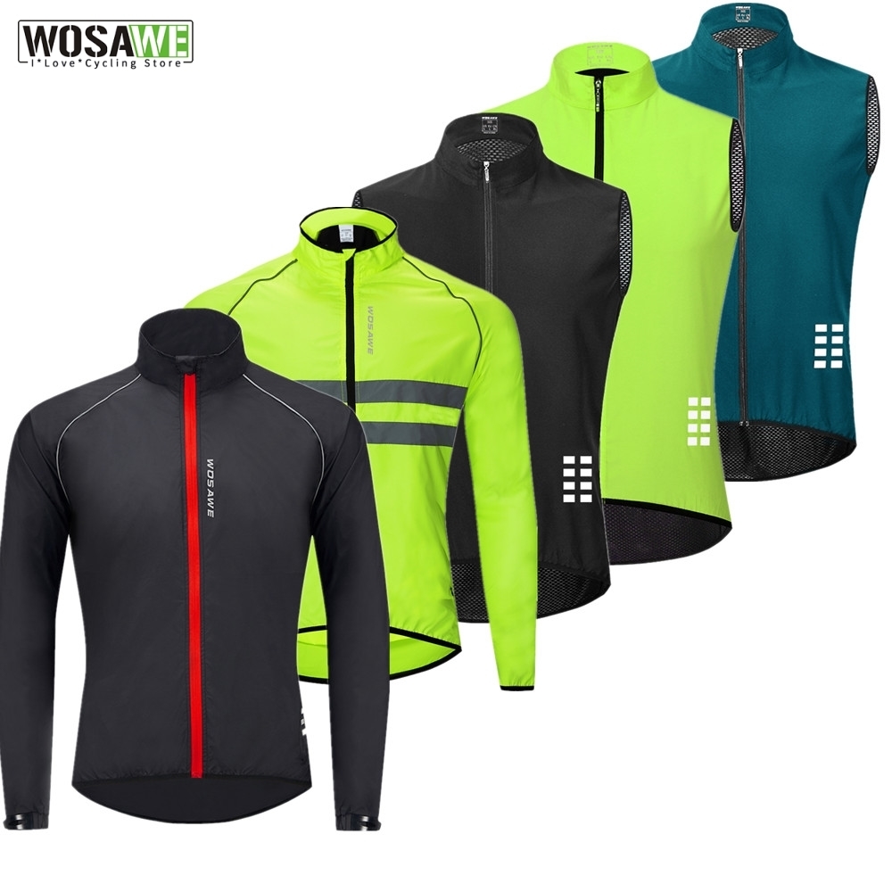 Cycling Jackets WOSAWE Reflective Men Jacket Windproof Waterproof Mountain Bike MTB Wind Coat Running Riding Bicycle Windbreaker 2