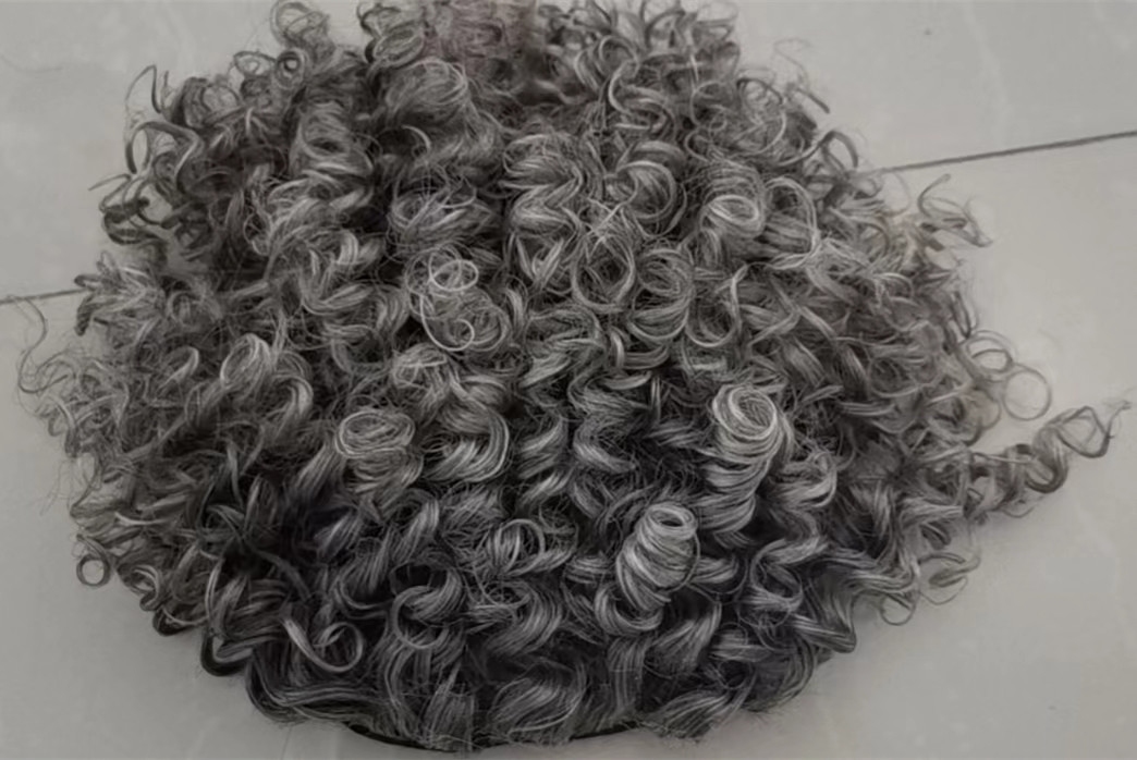 Salt and pepper silver grey human hair ponytail extension grey pony tail hairpiece dye free natural highlights hot for sale 140g natural silver curls