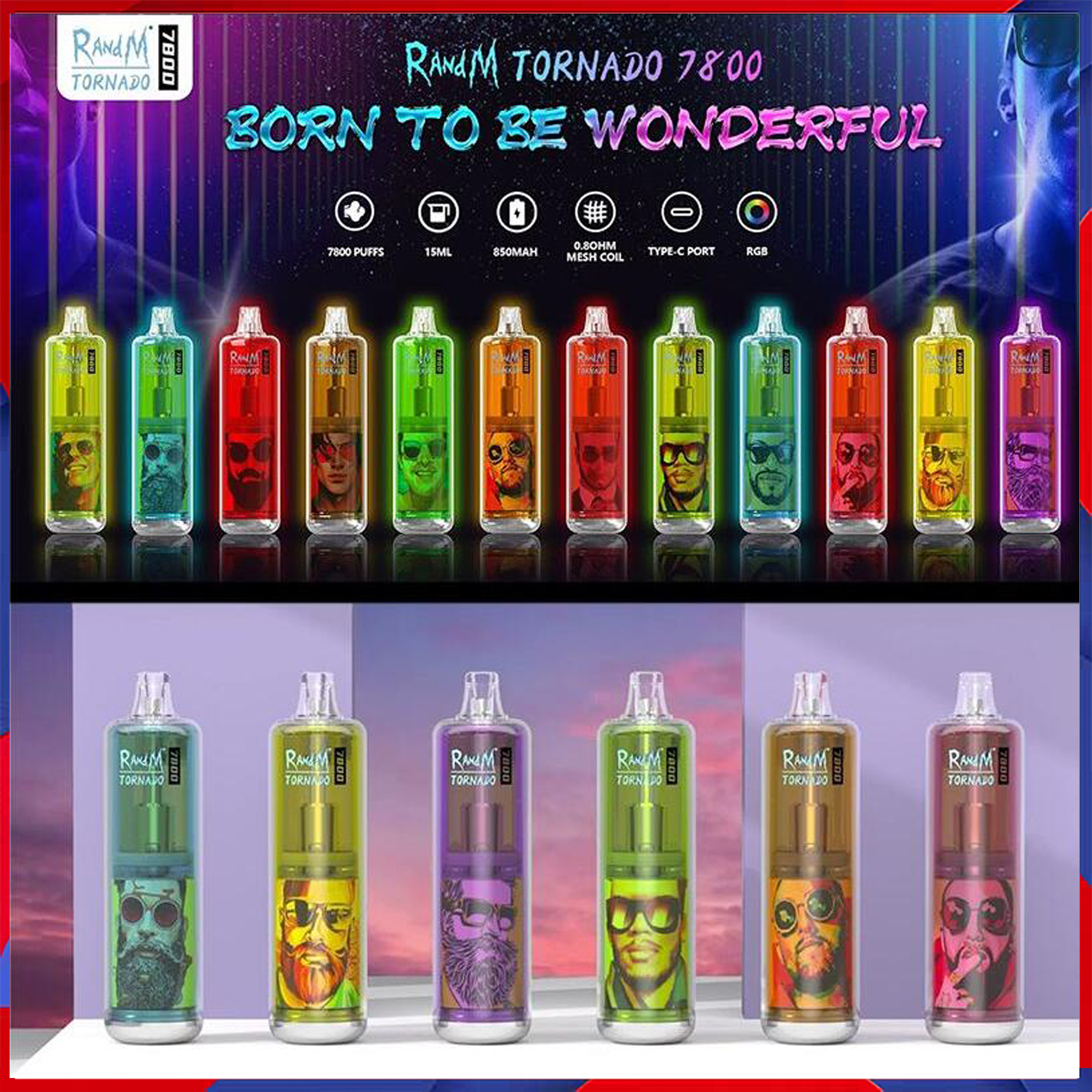 Original Randm Tornado 7800 Puffs Disposable E Cigarette Vape Pen 15ml Prefilled 5% Pod 850Mah Rechargeable Battery RGB Flash Light 12 Colors Fast Send
Original Randm Tornado 7800 Puffs Disposable E Cigarette Vape Pen 15ml Prefilled 5% Pod 850Mah Rechargeable Battery RGB Flash Light 12 Colors Fast Send