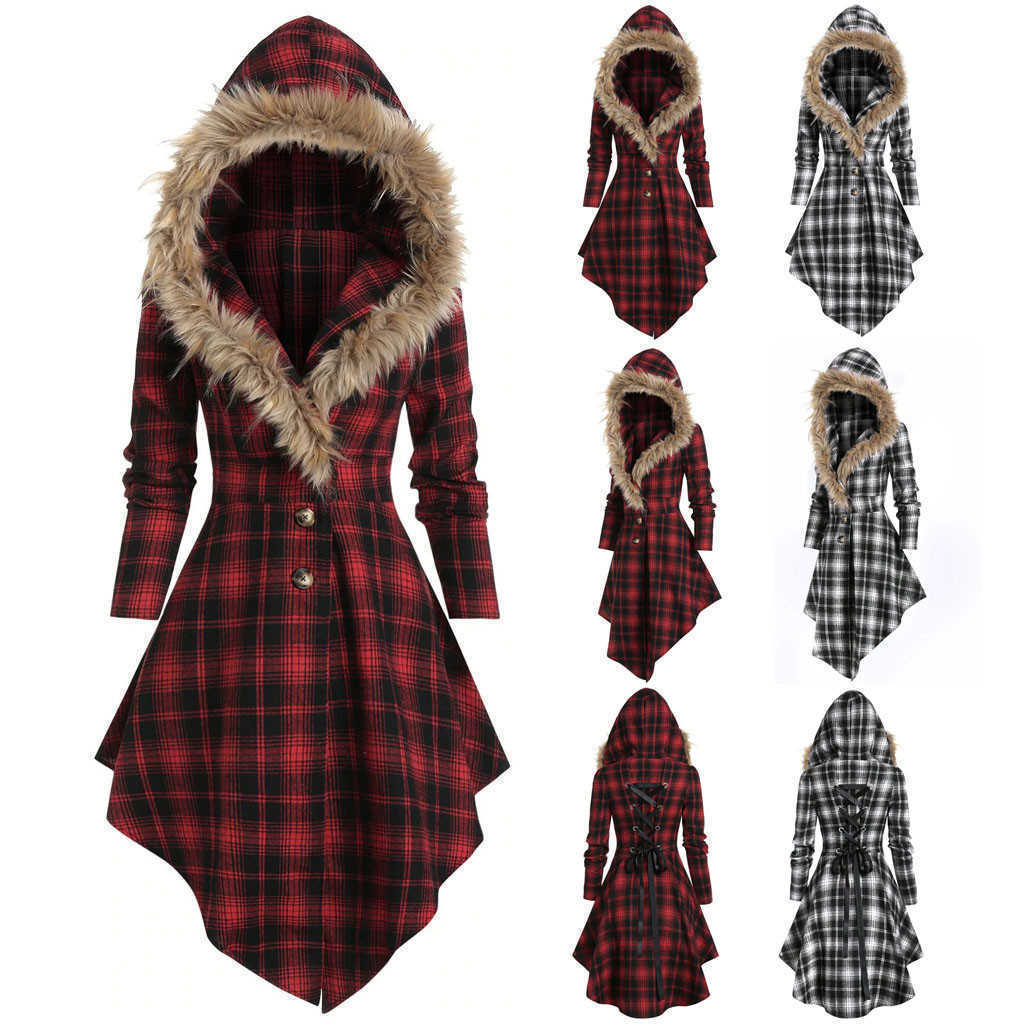 Women's Jackets Fashion Plaid Warm Coat Casual Ladies Hooded Fur Collar Buttons Tunic Jacket Coat Female Winter Long Sleeve Womens Outerwear T221008, White
Women's Jackets Fashion Plaid Warm Coat Casual Ladies Hooded Fur Collar Buttons Tunic Jacket Coat Female Winter Long Sleeve Womens Outerwear T221008, White