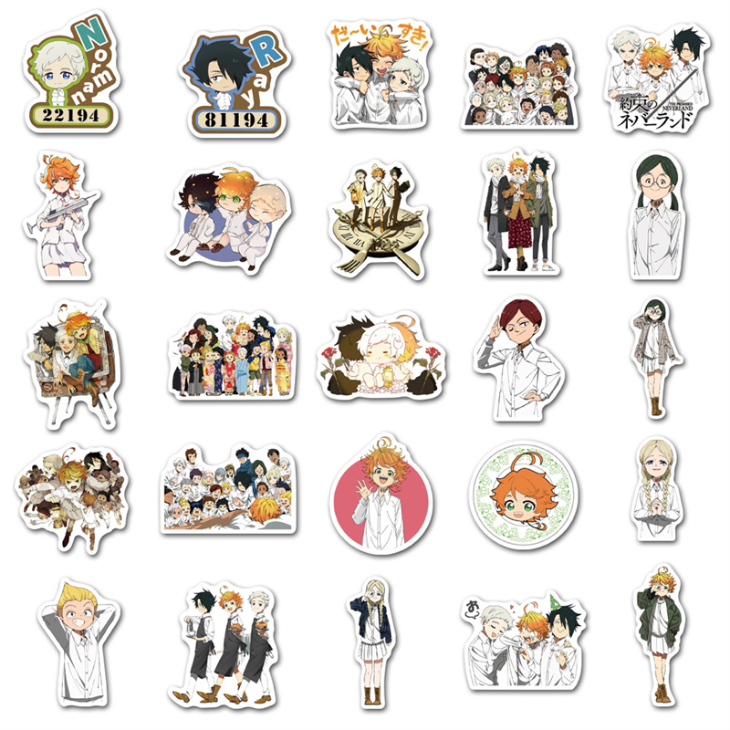 50Pcs Anime The Promised Neverland Stickers Emma Norman Ray Don Graffiti Kids Toy Skateboard car Motorcycle Bicycle Sticker Decals Wholesale