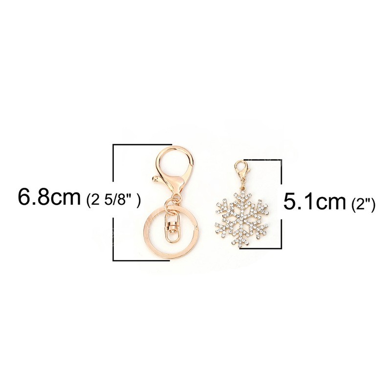 Christmas Snowflake Pendant Keychain Fashion Trinket Gifts for Men Women Car Key Ring Accessories Rhinestone Snowflake Keyfob