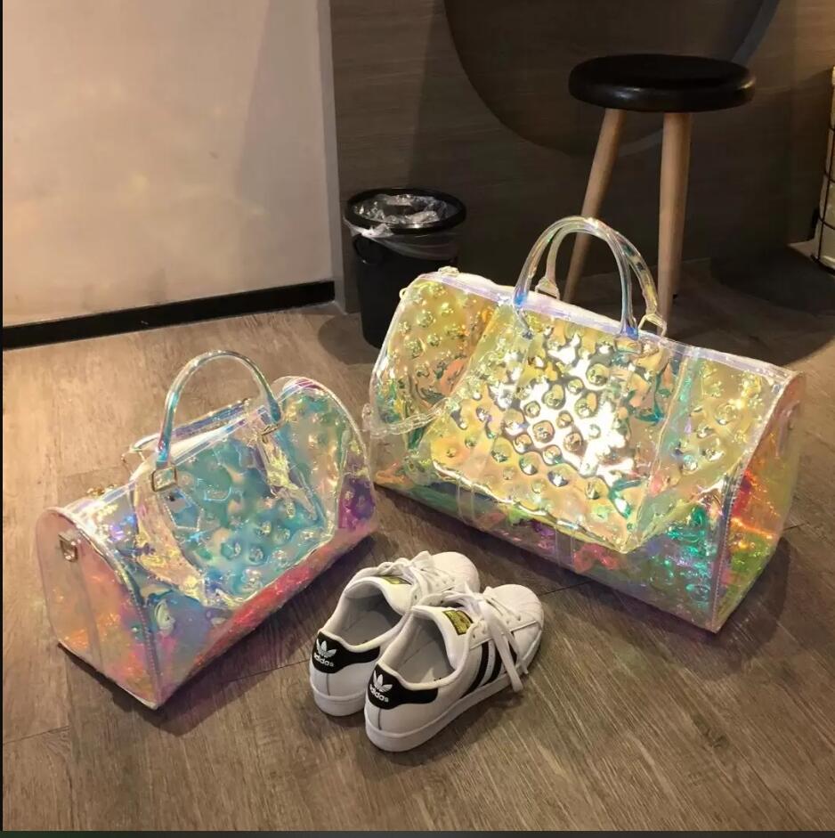 Duffel Bags Classic Laser Flash PVC Women Handbags 45cm Transparent Duffle Bag Brilliant Colour Luggage Travel, Customize
Duffel Bags Classic Laser Flash PVC Women Handbags 45cm Transparent Duffle Bag Brilliant Colour Luggage Travel, Customize