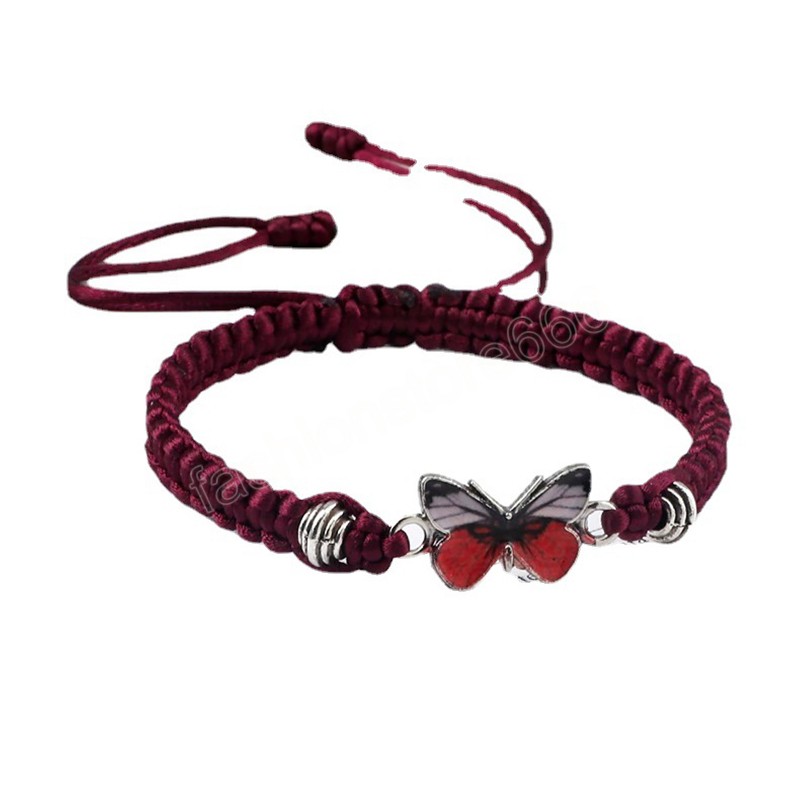 Handmade Braided String Bracelet For Women Butterfly Pendant Adjustable Charm Bracelets&Bangles Girl Jewelry Friends Gifts
