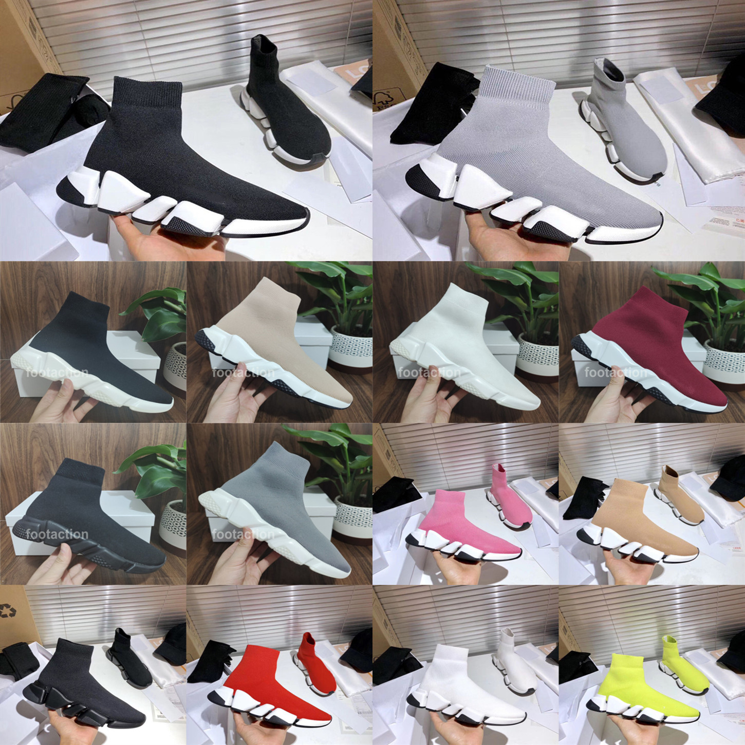 Chaussures Men Women Casual Shoes Sneakers Sock Speed 2.0 Trainers Boots Pour Hommes Et Femmes Baskets Zapatillas Designs Triple Black White With Box