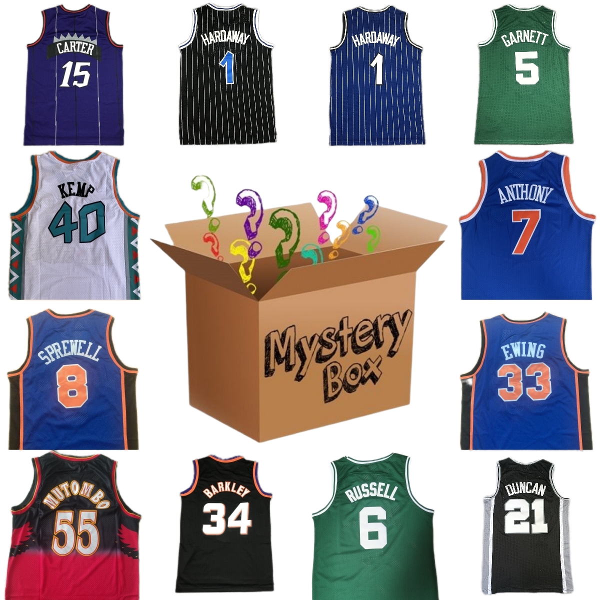 MYSTERY BOX basketball jerseys Mystery Boxes Sports Shirt Gifts for Any shirts Iverson Garnett Bird Barkley Anthony Ewing Hardaway Kemp Sent, Mystery box (sent at random)
MYSTERY BOX basketball jerseys Mystery Boxes Sports Shirt Gifts for Any shirts Iverson Garnett Bird Barkley Anthony Ewing Hardaway Kemp Sent, Mystery box (sent at random)