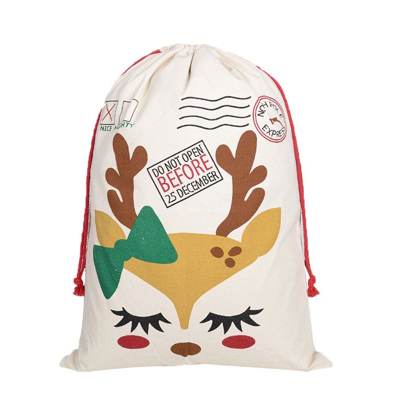Large Christmas Stockings Bags Sac Hessian Santa Sack Decoration Candy Present Storage Drawstring 50x70CM wly935