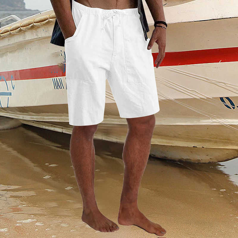 Men's Shorts Casual Drawstring Tie-up Waist Short Pant Men Summer Fashion Solid Color Autumn Mens Clothing Vintage Pattern Print G221012