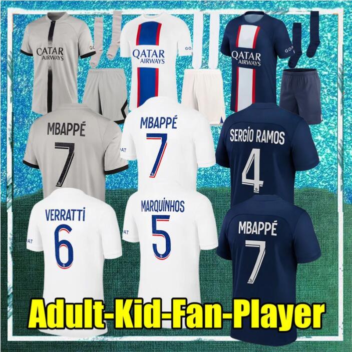 22 23 PSGS MBAPPE MESSIS soccer jerseys WIJNALDUM RAMOS HAKIMI Maillots de football shirts kit ICARDI VERRATTI Vitinha Donnarumma Fans Player Version, 22/23 3rd kit
22 23 PSGS MBAPPE MESSIS soccer jerseys WIJNALDUM RAMOS HAKIMI Maillots de football shirts kit ICARDI VERRATTI Vitinha Donnarumma Fans Player Version, 22/23 3rd kit