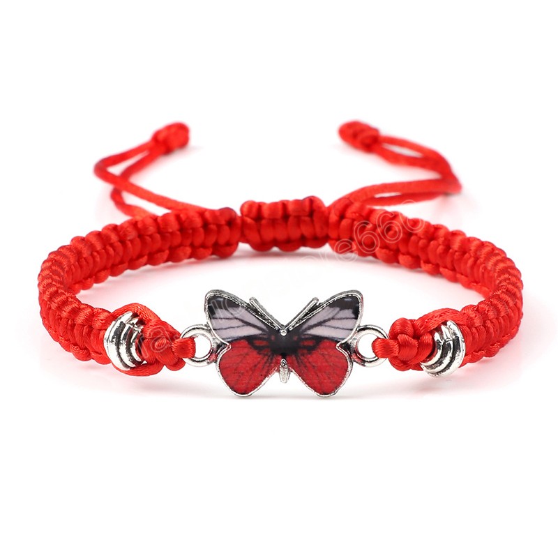 Handmade Braided String Bracelet For Women Butterfly Pendant Adjustable Charm Bracelets&Bangles Girl Jewelry Friends Gifts