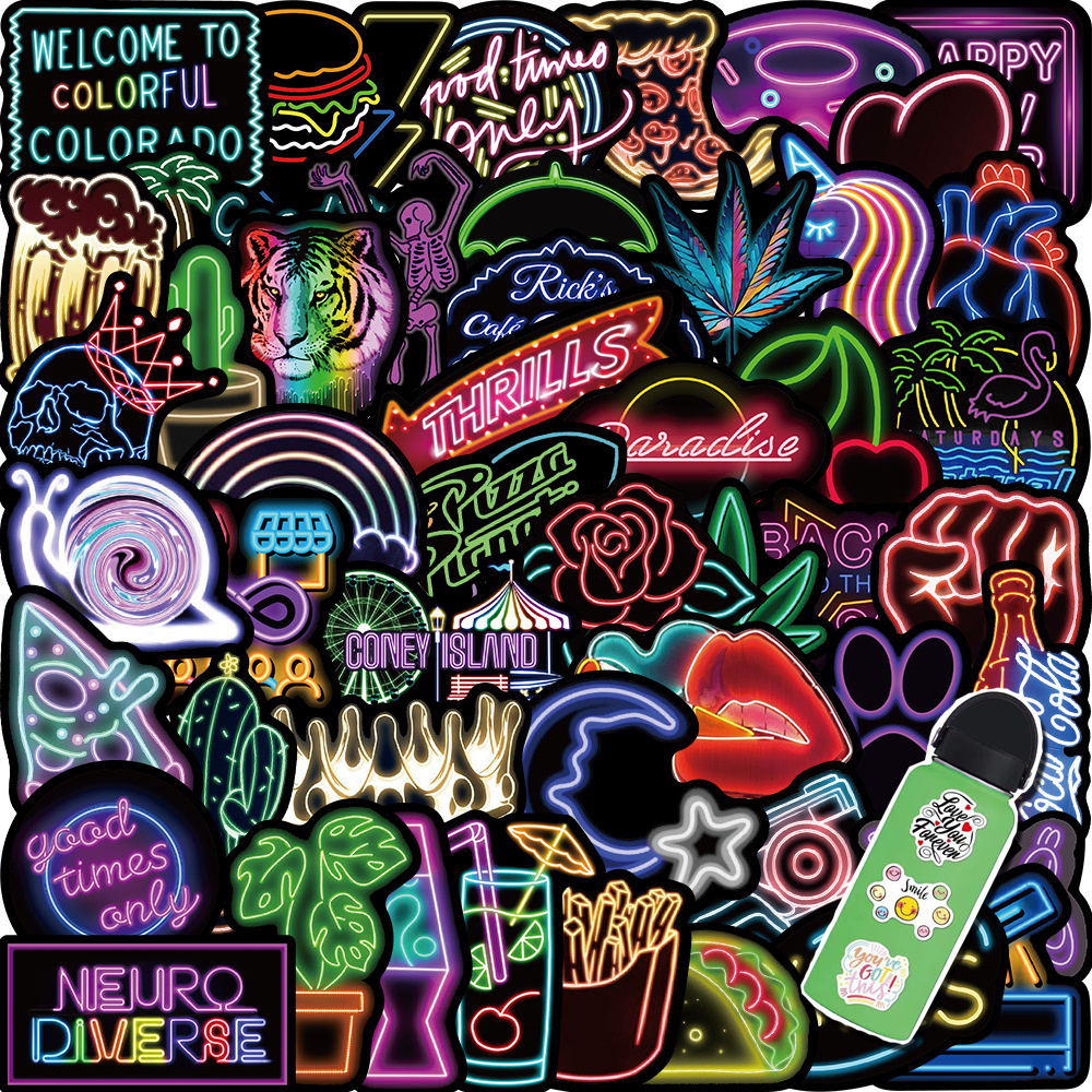 50PCS Cartoon Neon Light Graffiti Stickers Aesthetic Car Skateboard Laptop Phone Bike Cool Toy Decal Sticker for Kids Decals, Multi colors
50PCS Cartoon Neon Light Graffiti Stickers Aesthetic Car Skateboard Laptop Phone Bike Cool Toy Decal Sticker for Kids Decals, Multi colors