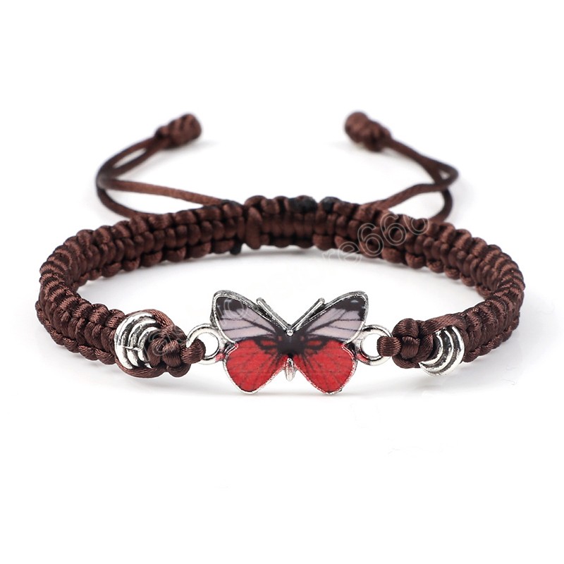 Handmade Braided String Bracelet For Women Butterfly Pendant Adjustable Charm Bracelets&Bangles Girl Jewelry Friends Gifts