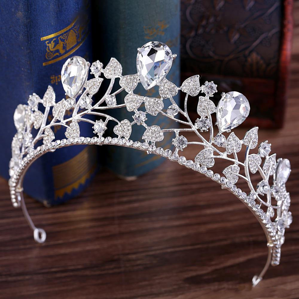 Shines Bridal Crowns Wedding Headpieces Vintage Diamante Pageant Leaves Crystal Tiaras Hairband Water Drop Goddess Rhnestone Prom Evening Party Hair J
