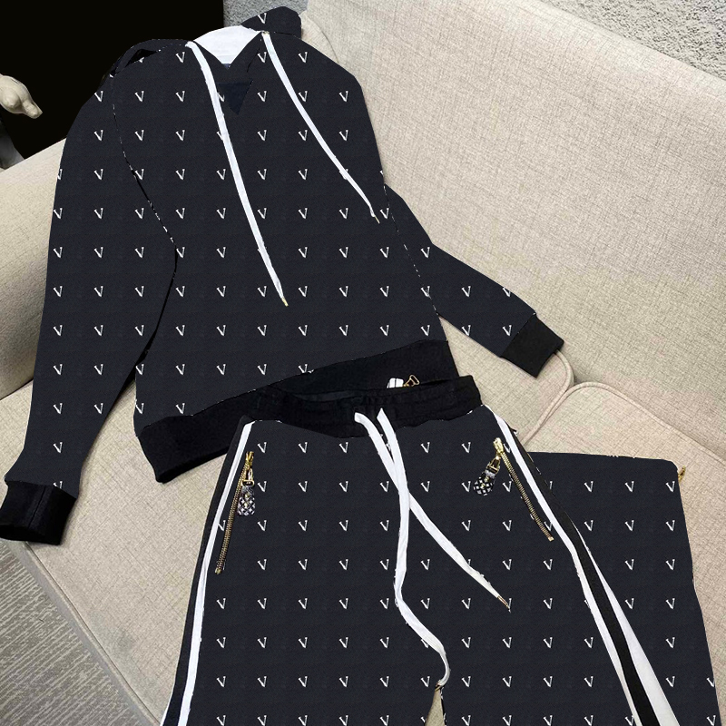 Long Sleeve Women Tracksuits Fashion Zipper Cardigan Coat Pants Full Print Hooded Sport Tracksuit Set