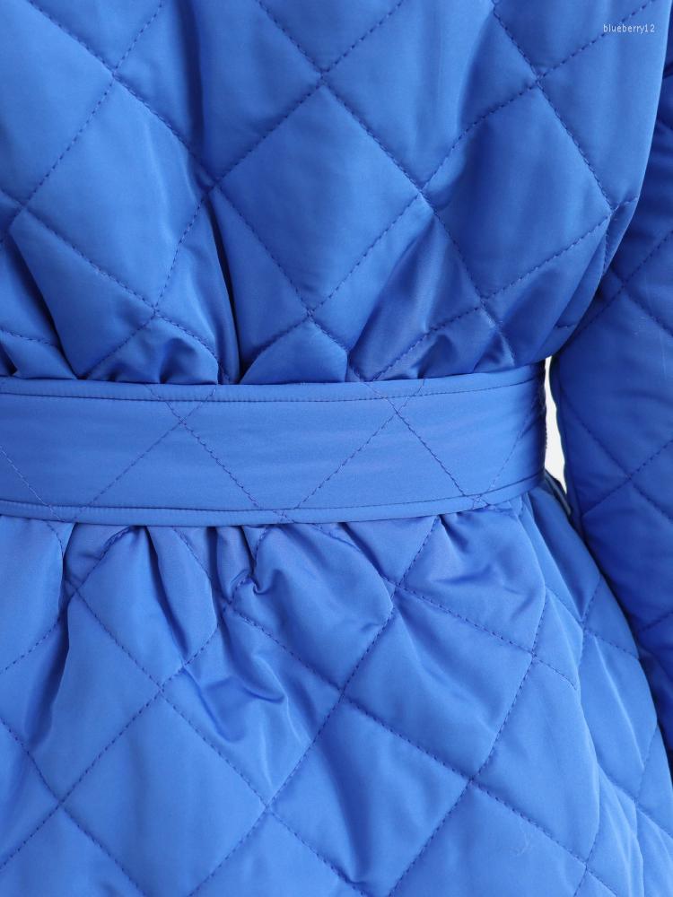 Jackets Women's Winter Jacket Super Single-Breasted Lapel Long Green Loose Warm Plaid Top Casual Streetwear Quilted Coats Female B4