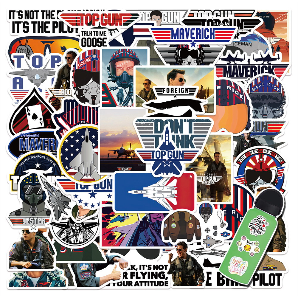 

50PCS New Movie Top Gun Maverick Stickers Pack for Laptop Skateboard Motorcycle Decals, Multi colors