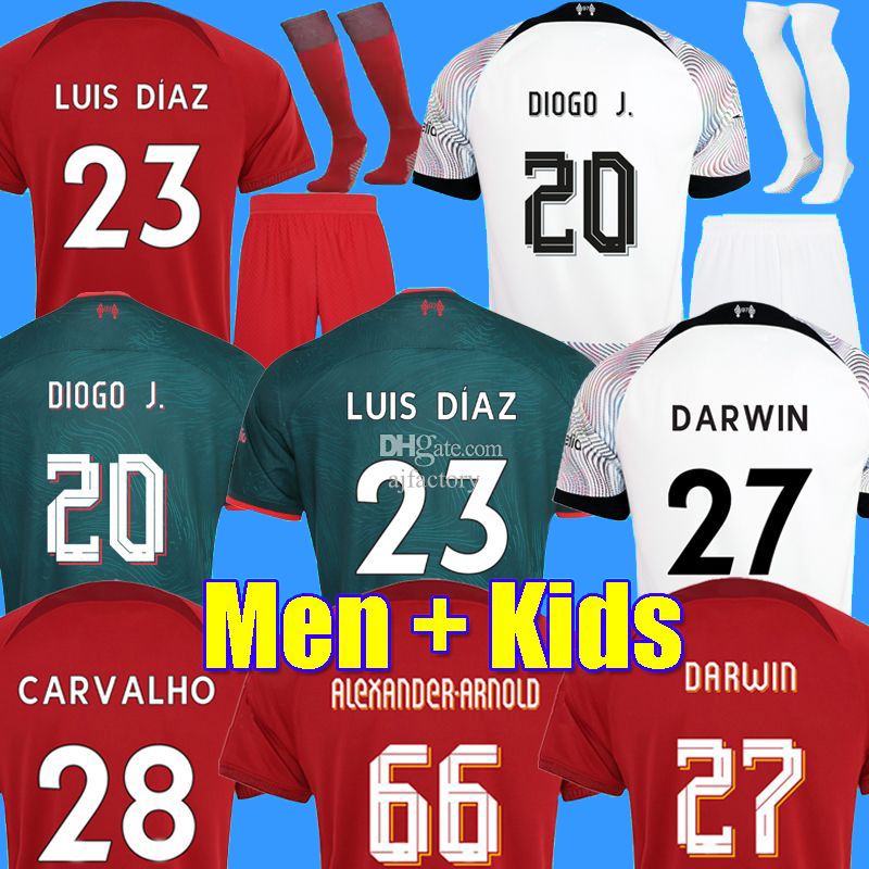 22 23 soccer jerseys season home away 3rd DARWIN 2022 2023 Mohamed Diogo Luis DIaz Alexander Arnold football kit tops shirts men kids uniform, Home kids +socks
22 23 soccer jerseys season home away 3rd DARWIN 2022 2023 Mohamed Diogo Luis DIaz Alexander Arnold football kit tops shirts men kids uniform, Home kids +socks