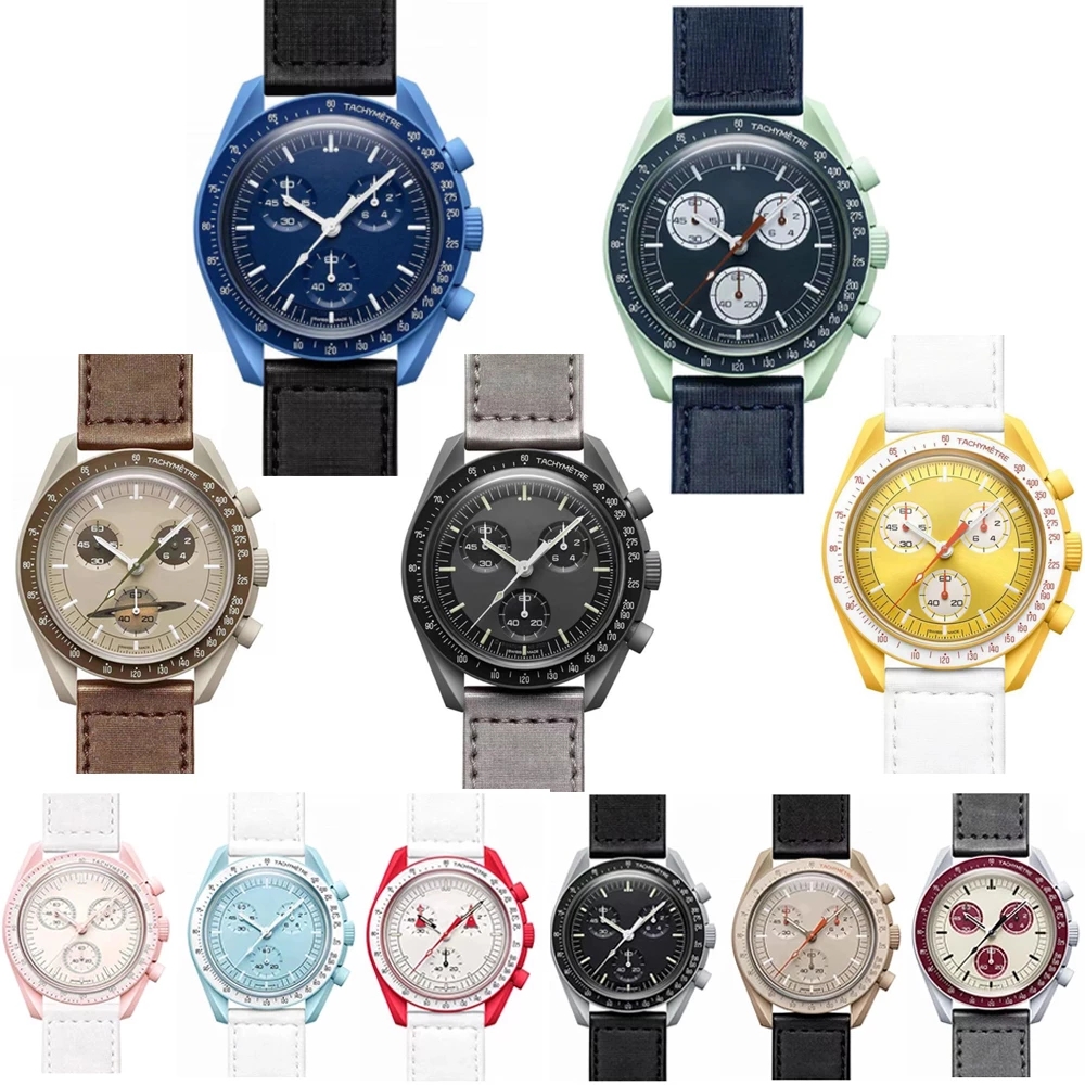 Bioceramic Planet Moon Mens Watches Full Function Quarz Chronograph Watch Mission To Mercury 42mm Nylon Luxury Watch Limited Edition Master Wristwatches 0051