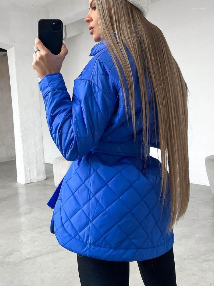 Jackets Women's Winter Jacket Super Single-Breasted Lapel Long Green Loose Warm Plaid Top Casual Streetwear Quilted Coats Female B4