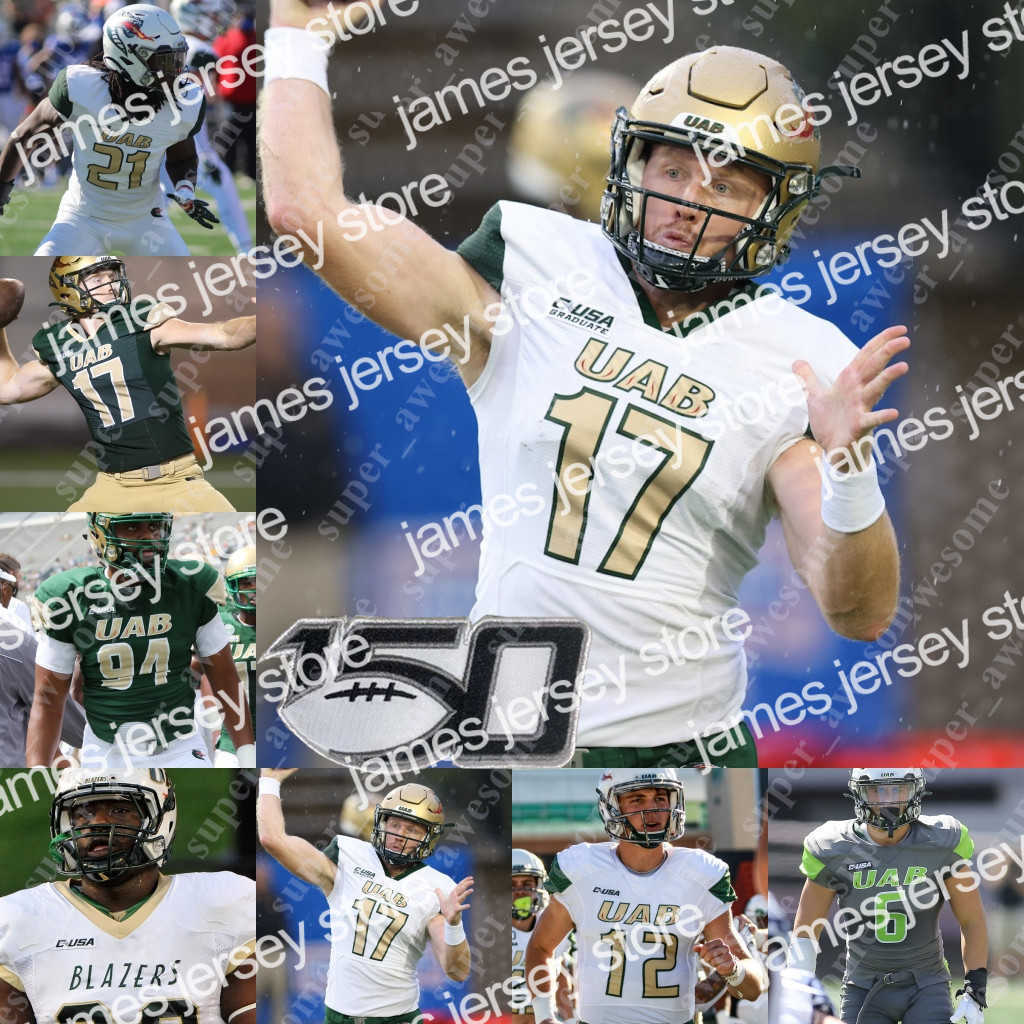 American College Football Wear NCAA UAB Blazers Football Jersey Tyler Johnston III Kristopher Moll DeWayne McBride Hayden Pittman Kristopher Moll TD Marshall Just, White-150th
American College Football Wear NCAA UAB Blazers Football Jersey Tyler Johnston III Kristopher Moll DeWayne McBride Hayden Pittman Kristopher Moll TD Marshall Just, White-150th