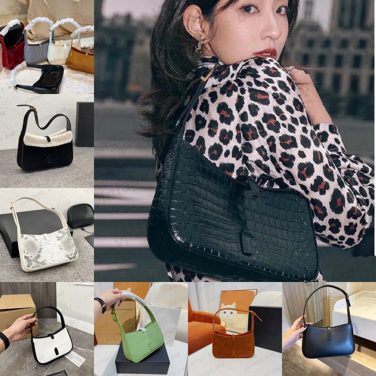 Le 5 A 7 Patent Leather Hobo Bag Velour Fur Fleece Purse Designer Monograms Handbag Cross Body Shoulder Flap Alligator Metal Hook Axillary Hobos, Python black 23cm
Le 5 A 7 Patent Leather Hobo Bag Velour Fur Fleece Purse Designer Monograms Handbag Cross Body Shoulder Flap Alligator Metal Hook Axillary Hobos, Python black 23cm