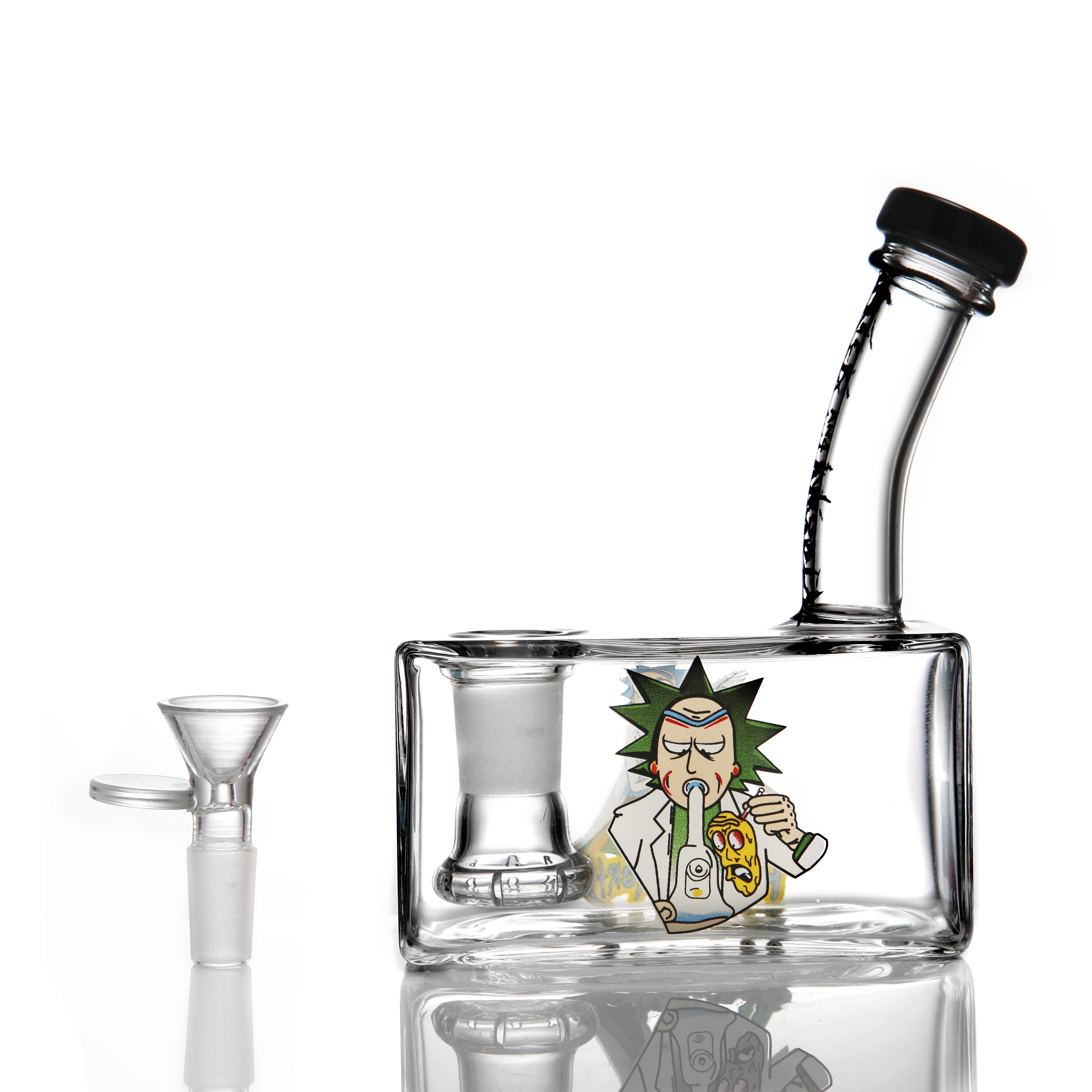 New hookah glass bong glass water pipe 4.7in creative square transparent small bongs backwater dab rig for smoking with 14mm bowl joint or quartz banger