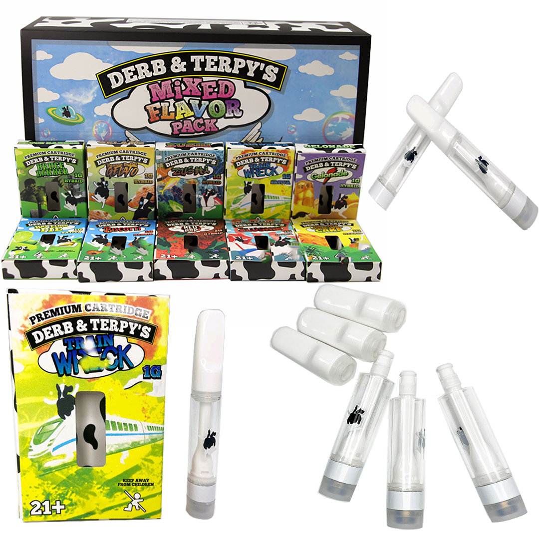 DERB & TERPY'S Full Ceramic Cartridges Vape Cart Atomizer 1.0ml Vaporizer Empty Oil Cartridge 510 Thread Carts E Cigarettes Boxes Packaging
DERB & TERPY'S Full Ceramic Cartridges Vape Cart Atomizer 1.0ml Vaporizer Empty Oil Cartridge 510 Thread Carts E Cigarettes Boxes Packaging
