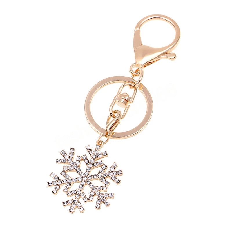 Christmas Snowflake Pendant Keychain Fashion Trinket Gifts for Men Women Car Key Ring Accessories Rhinestone Snowflake Keyfob