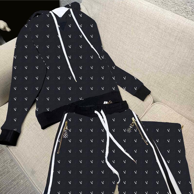 Long Sleeve Women Tracksuits Fashion Zipper Cardigan Coat Pants Full Print Hooded Sport Tracksuit Set