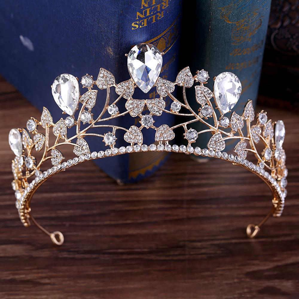 Shines Bridal Crowns Wedding Headpieces Vintage Diamante Pageant Leaves Crystal Tiaras Hairband Water Drop Goddess Rhnestone Prom Evening Party Hair J