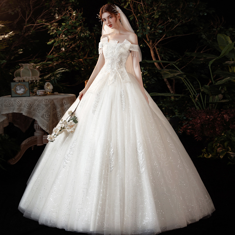 ball gown Wedding Dresses Princess Bridal Gown Sparkly Tulle Puffy Skirt Corset Beads Sweetheart Bride Weddings Hollow Lace High-end Dress Custom Made