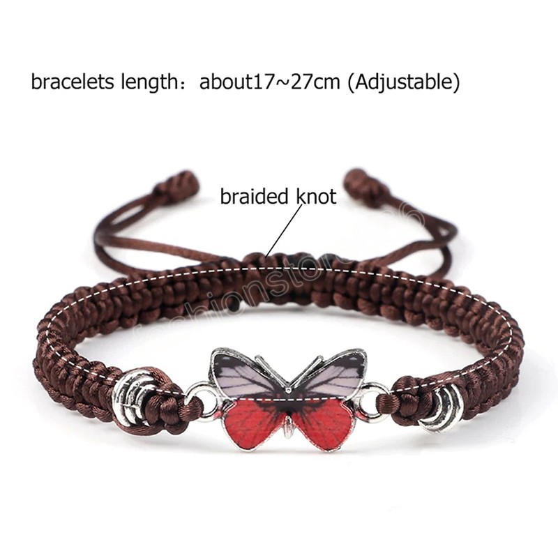 Handmade Braided String Bracelet For Women Butterfly Pendant Adjustable Charm Bracelets&Bangles Girl Jewelry Friends Gifts