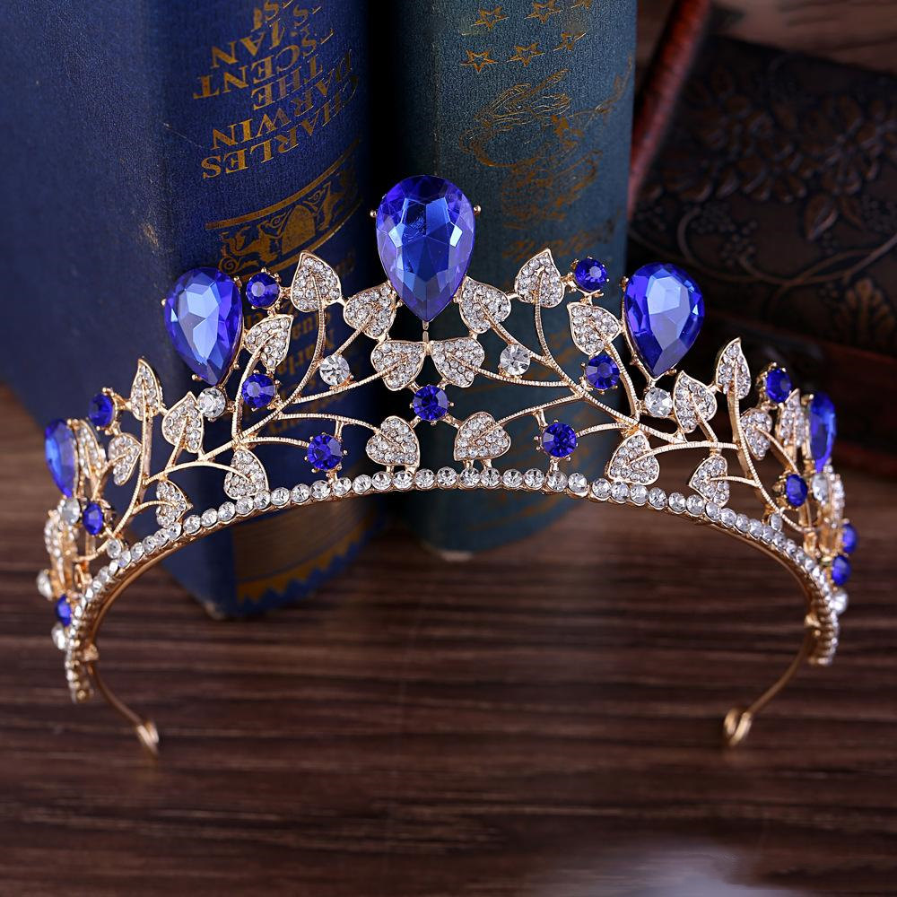 Shines Bridal Crowns Wedding Headpieces Vintage Diamante Pageant Leaves Crystal Tiaras Hairband Water Drop Goddess Rhnestone Prom Evening Party Hair J
