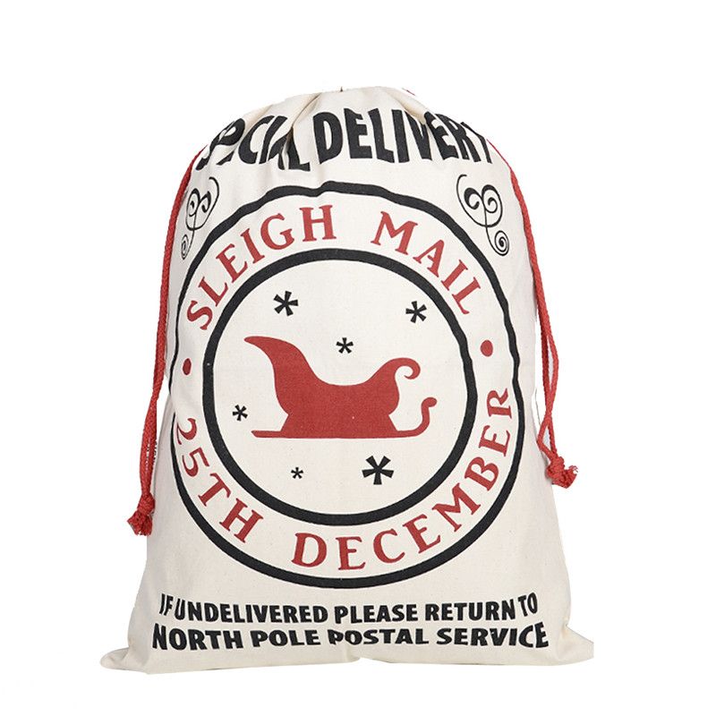 Large Christmas Stockings Bags Sac Hessian Santa Sack Decoration Candy Present Storage Drawstring 50x70CM wly935