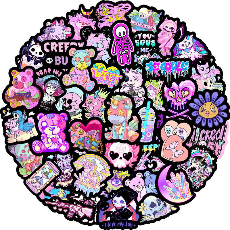 50pcs kawaii halloween stickers Purple Skull sticker gothic graffiti Stickers for DIY Luggage Laptop Motorcycle Sticke