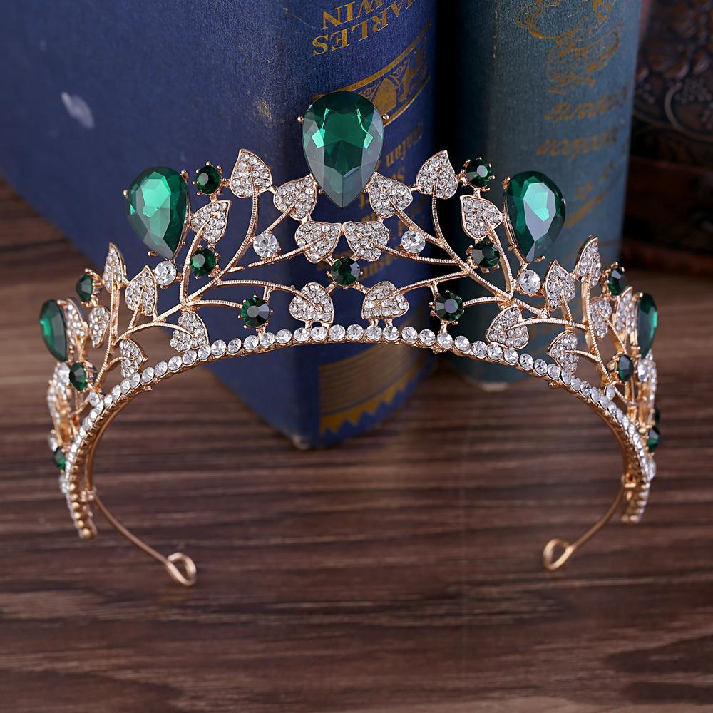 Shines Bridal Crowns Wedding Headpieces Vintage Diamante Pageant Leaves Crystal Tiaras Hairband Water Drop Goddess Rhnestone Prom Evening Party Hair J