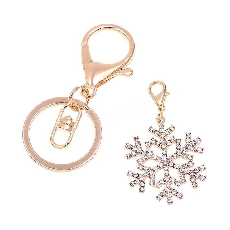 Christmas Snowflake Pendant Keychain Fashion Trinket Gifts for Men Women Car Key Ring Accessories Rhinestone Snowflake Keyfob