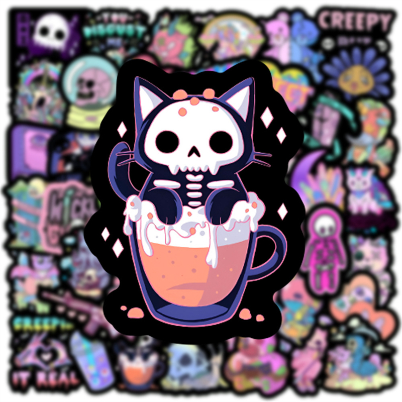 50pcs kawaii halloween stickers Purple Skull sticker gothic graffiti Stickers for DIY Luggage Laptop Motorcycle Sticke