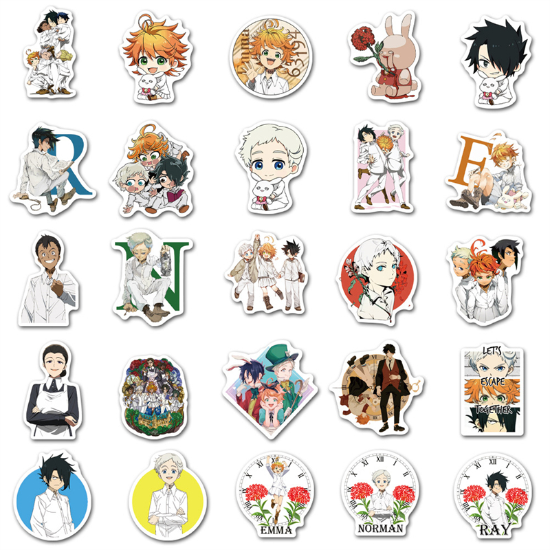 50Pcs Anime The Promised Neverland Stickers Emma Norman Ray Don Graffiti Kids Toy Skateboard car Motorcycle Bicycle Sticker Decals Wholesale