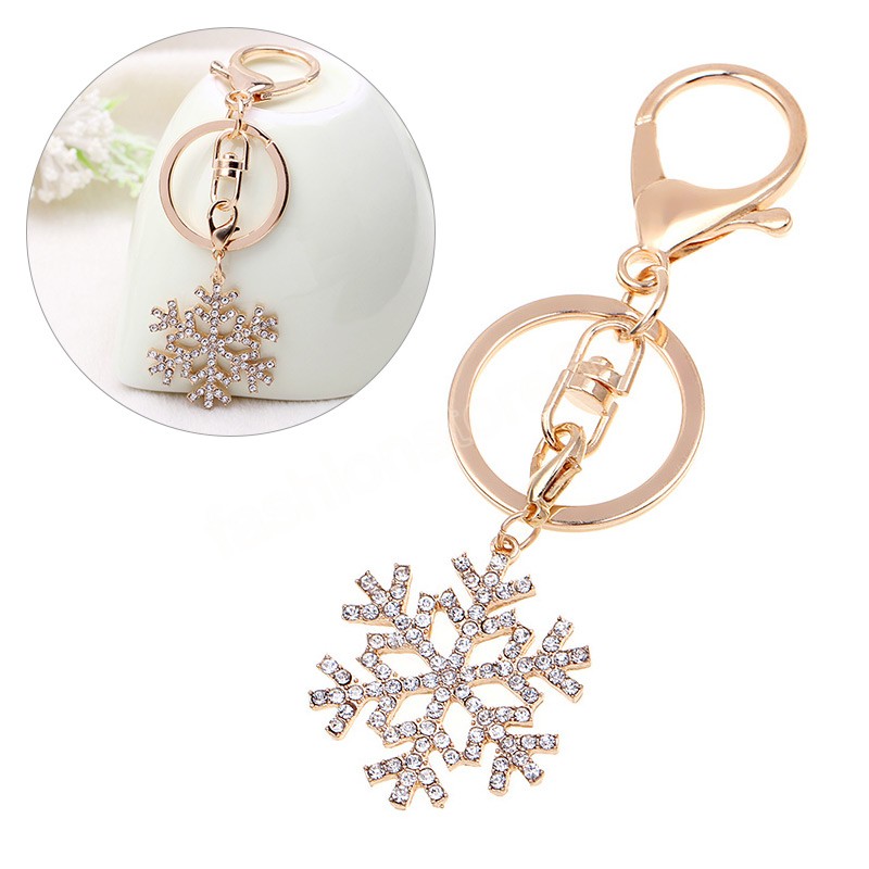 Christmas Snowflake Pendant Keychain Fashion Trinket Gifts for Men Women Car Key Ring Accessories Rhinestone Snowflake Keyfob