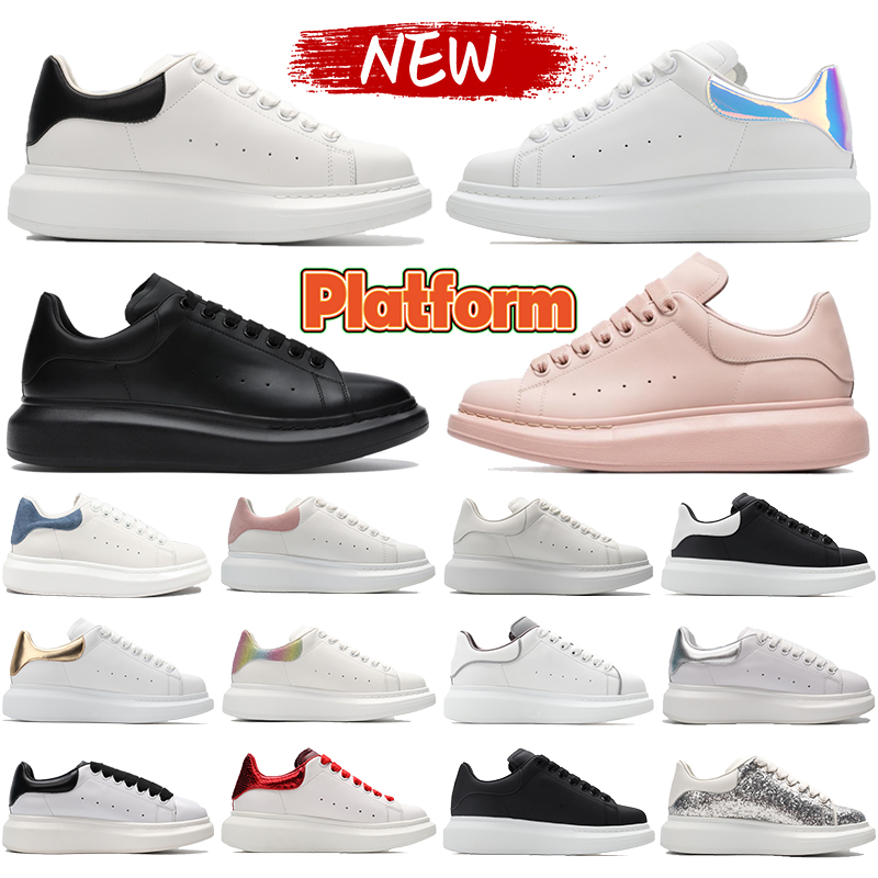Mens calfskin platform running shoes oversized triple white black baby pink multi-color silver patent rainbow glitter snakeskin reflect men women sports sneakers