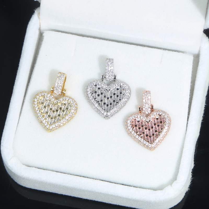 Iced Out Bling 5A CZ Heart pendant crystal Tennis Chain Fashion Necklace jewelry for women lady wedding party drop ship