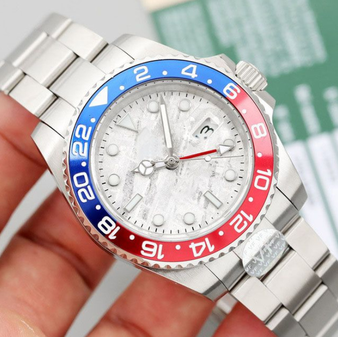 2022 men's Watches 40mm gmt Wristwatches automatic mechanical ceramic coke bezel stainless steel strap with folded buckle calendar display
2022 men's Watches 40mm gmt Wristwatches automatic mechanical ceramic coke bezel stainless steel strap with folded buckle calendar display