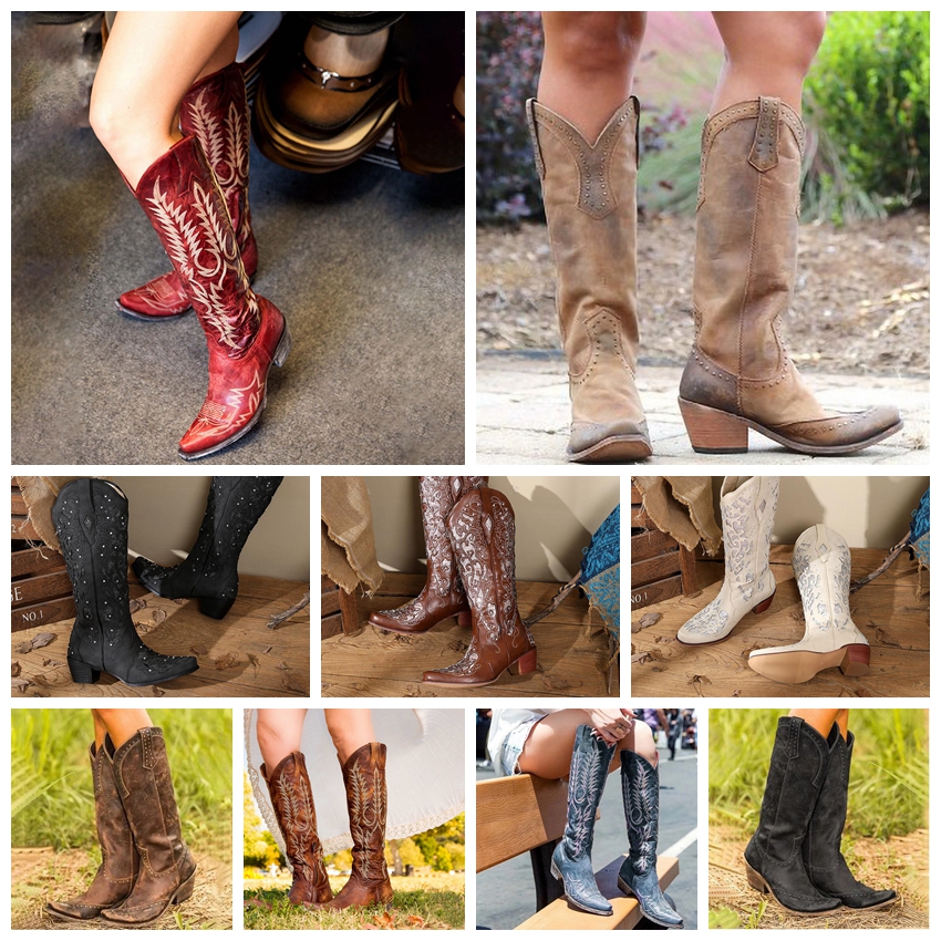 2023 Leather Cowboy Cowgirl Motorcycle Western Denim Boots cowgrils Thick Heel Embroidered Square head Rivet vintage thick heels Knight Boot, 31
2023 Leather Cowboy Cowgirl Motorcycle Western Denim Boots cowgrils Thick Heel Embroidered Square head Rivet vintage thick heels Knight Boot, 31