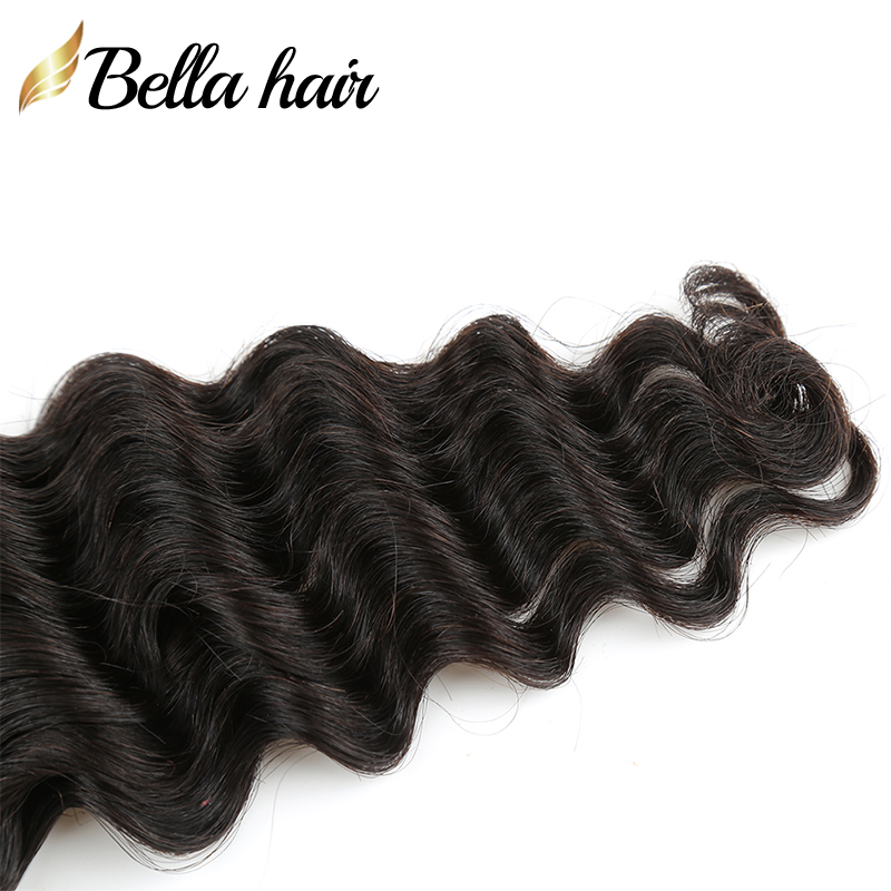 Deep Wave Tape in Hair Extensions Real Human Remy Human Adhesive Tapes Extension 20PCS Thick End 50G Nautral Black PU Hair Extension Bella Hair