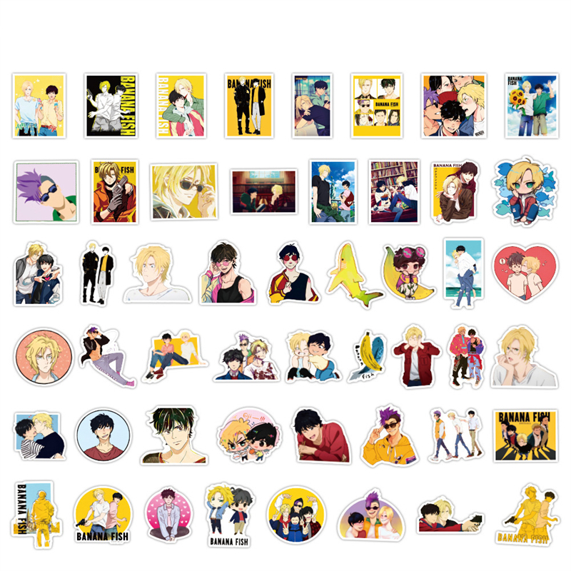 50PCS anime Banana Fish Stickers Japanese Anime Horror Killing Machine Graffiti Kids Toy Skateboard car Motorcycle Bicycle Sticker Decals Wholesale